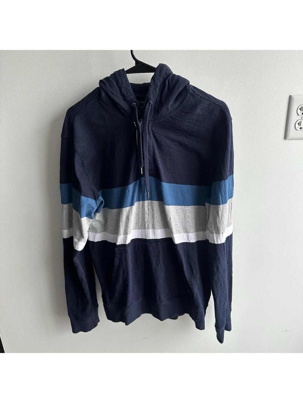 American Eagle Outfitters Men’s Hoodie Size M Blue Gray Color Block Long Sleeve